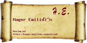 Hager Emilián névjegykártya